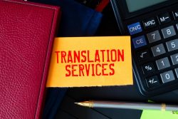 Translation services with a calculator background
