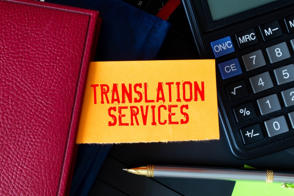 Translation services with a calculator background